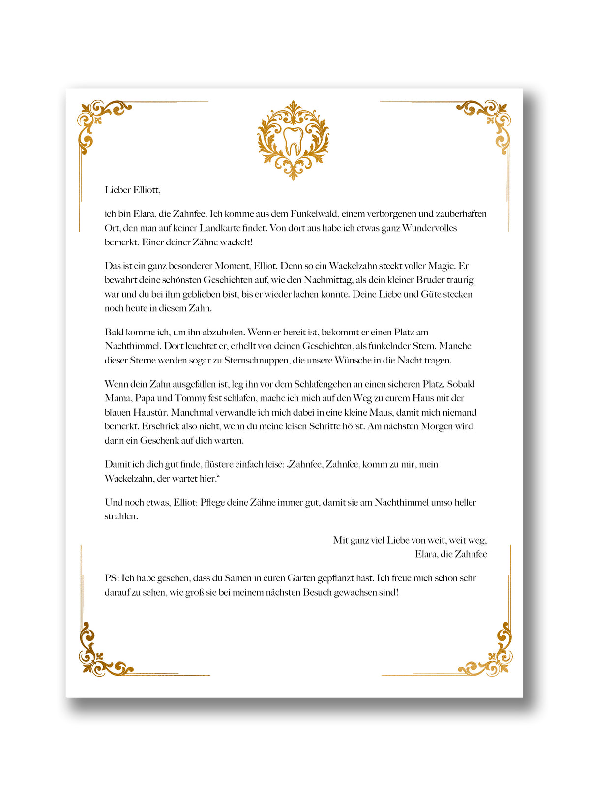 Tooth Fairy Letter: The First Letter