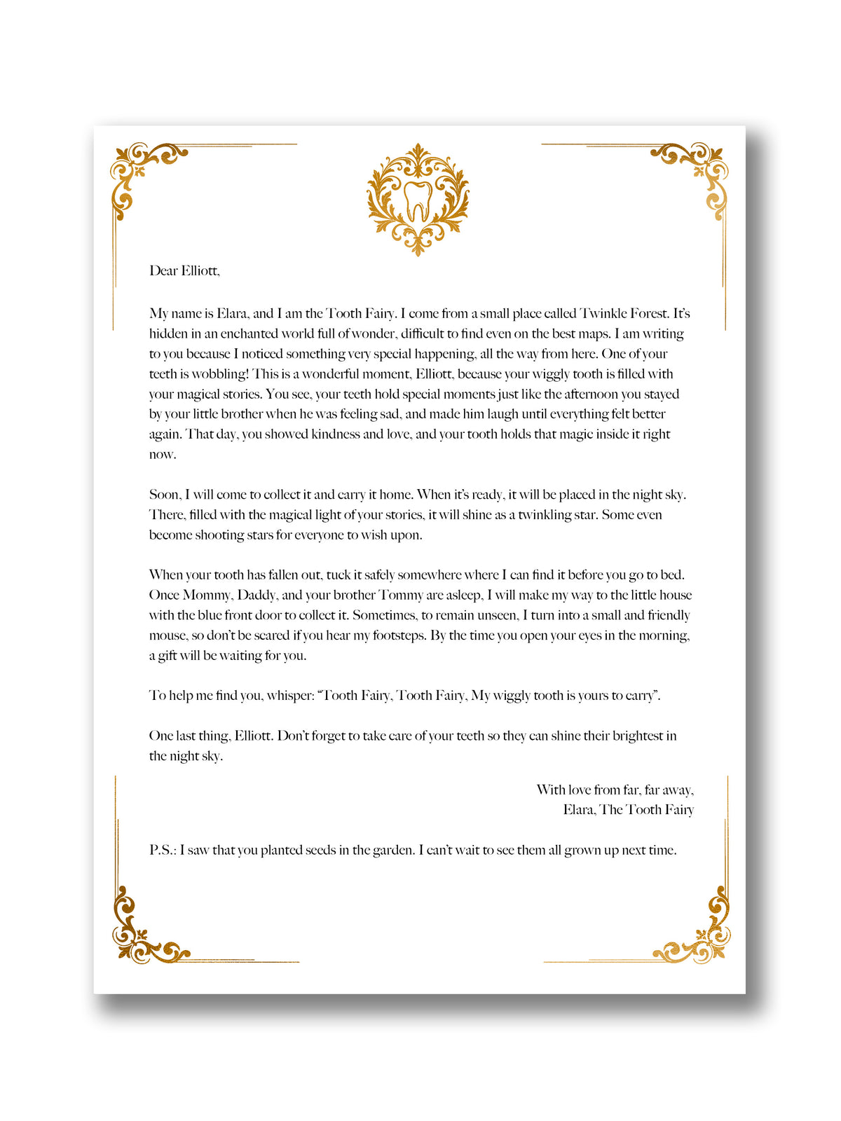 Tooth Fairy Letter: The First Letter